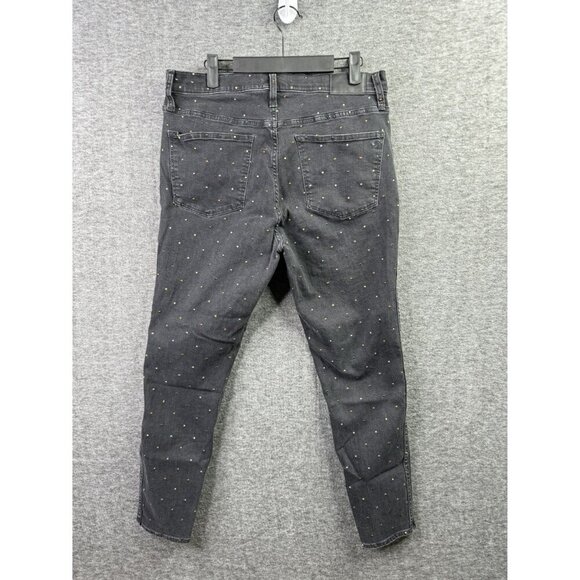 Madewell Womens 10" High-Rise Skinny Jeans Black Polka Dot Size 31 Stretch casua - Picture 2 of 6